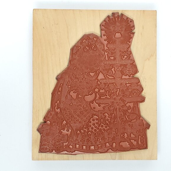 Peddlers Pack Santa Rubber Stamp Whimsical Old World Folk Art Christmas - Picture 2 of 2